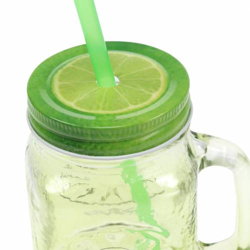 Floristik24 Trinkglas mit Deckel und Strohhalm sortiert Ø7cm H13,5cm 2St