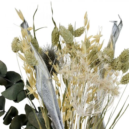 Trockenblumenstrauß Distel Eukalyptus getrocknet Silbern 64cm