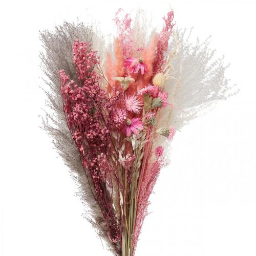 Floristik24 Trockenblumenstrauß Rosa Weiß Phalaris Sterndolde 80cm 160g