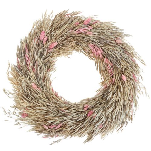 Floristik24 Trockenkranz Hafer Phalaris Kranz Natur Rosa Ø44cm