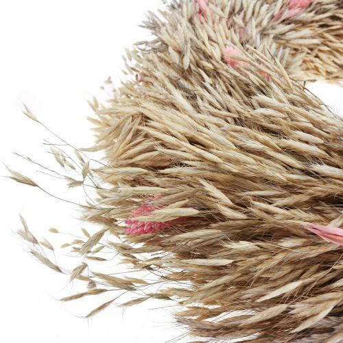 Floristik24 Trockenkranz Hafer Phalaris Kranz Natur Rosa Ø44cm