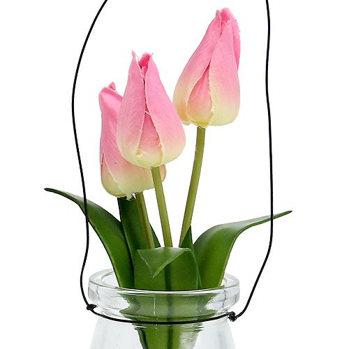 Artikel Tulpe im Glas Rosa H22,5cm 1St