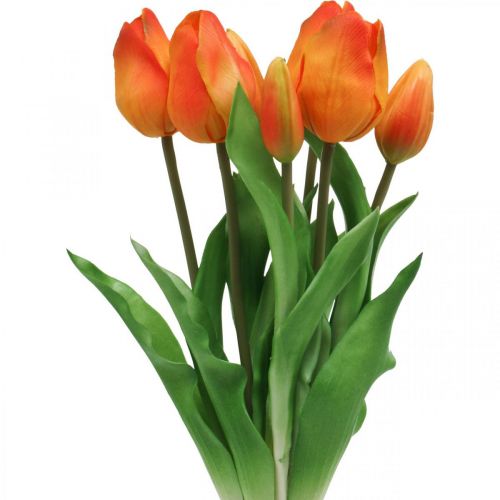 Floristik24 Künstliche Tulpe Orange Kunstblumenstrauß 38cm 7St