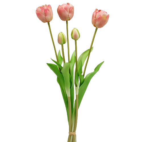 Floristik24 Tulpen Strauß Rosa Real-Touch L43,5cm 5St