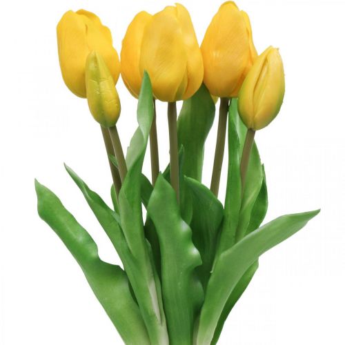 Floristik24 Tulpe Kunstblume Gelb Real Touch Frühlingsdeko 38cm Strauß à 7St