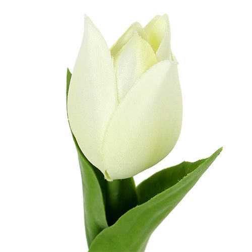 Floristik24 Frühlingsdeko, Künstliche Tulpen, Seidenblumen, Deko-Tulpen Grün/Creme 12St