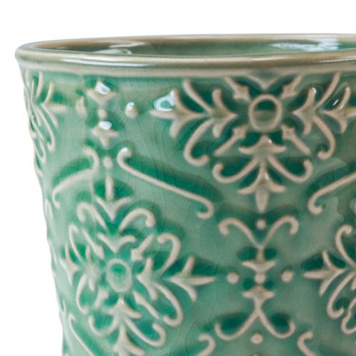 Artikel Übertopf Keramik Craquelé Glasur Grün Ø11cm H11cm 3St