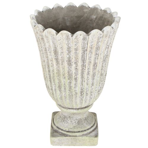 Übertopf Deko Pokal Antik Steinguss Grau Ø20cm H30,5cm