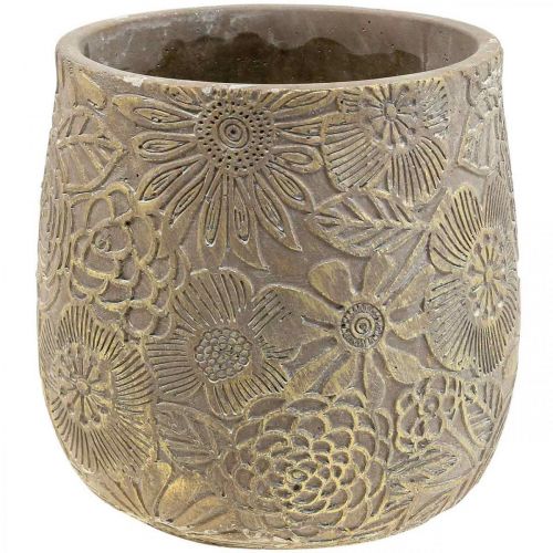 Artikel Übertopf Gold Blüten Keramik Blumentopf Ø13,5cm H15cm