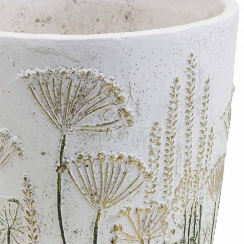 Floristik24 Übertopf Groß Blumentopf Keramik Weiß Gold Ø20,5cm H20cm