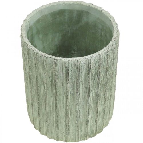 Floristik24 Übertopf Keramik Grün Retro gestreift Ø13,5cm H17cm
