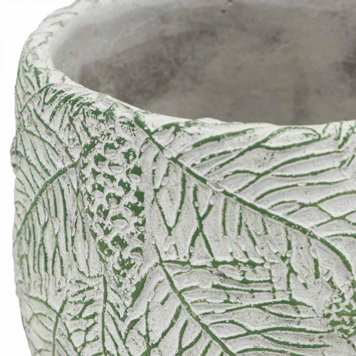 Artikel Übertopf Keramik Grün Weiß Grau Tannenzweige Ø13,5cm H13,5cm