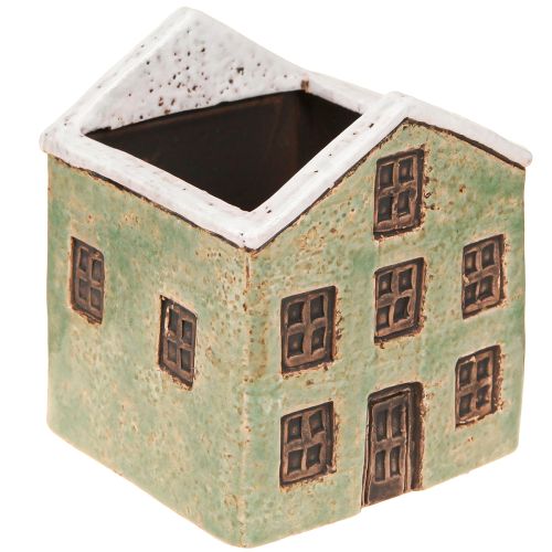 Artikel Übertopf Keramik Haus Advent Mint Weiß 10×10×12cm