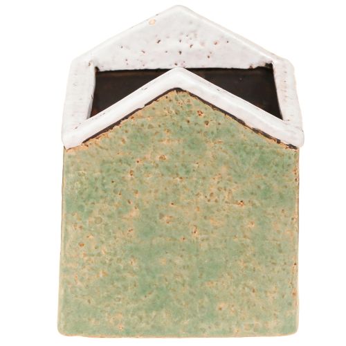 Artikel Übertopf Keramik Haus Advent Mint Weiß 10×10×12cm