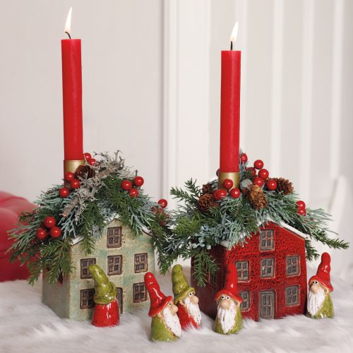 Übertopf Keramik Haus Advent Mint Weiß 10×10×12cm