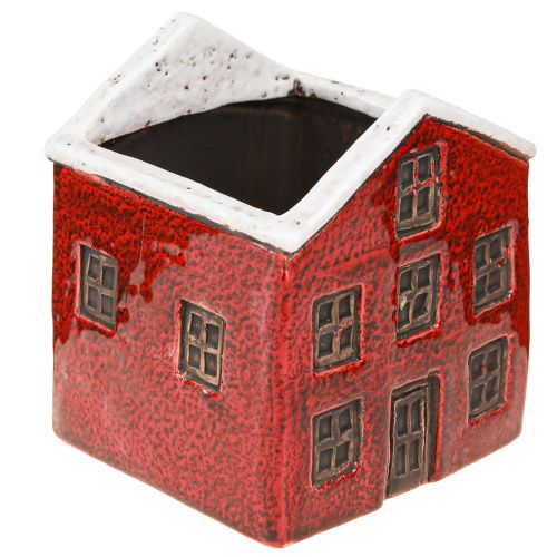 Übertopf Keramik Haus Advent Rotweiß 10×10×12cm