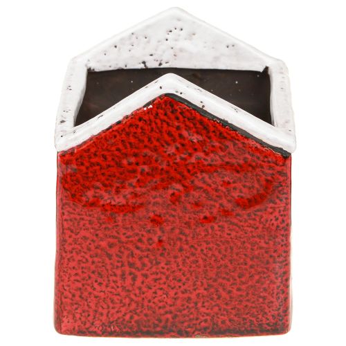 Artikel Übertopf Keramik Haus Advent Rotweiß 10×10×12cm