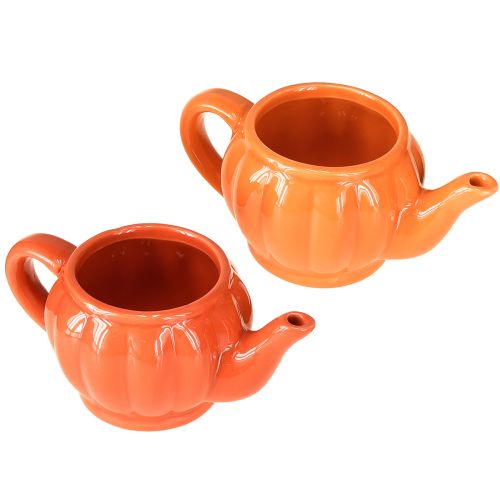 Floristik24 Übertopf Keramik Teekanne Orange sortiert 15×9×6,5cm 2 St