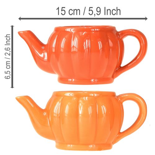Floristik24 Übertopf Keramik Teekanne Orange sortiert 15×9×6,5cm 2 St