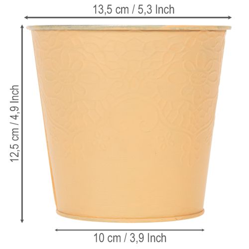 Übertopf Metall Blumenübertopf Ø13,5cm H12,5cm Pastell Orange | Floristik24.at