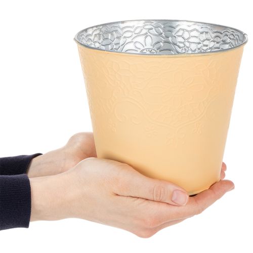Übertopf aus Metall für Blumen Ø16cm H14cm Pastell Orange | Floristik24.at