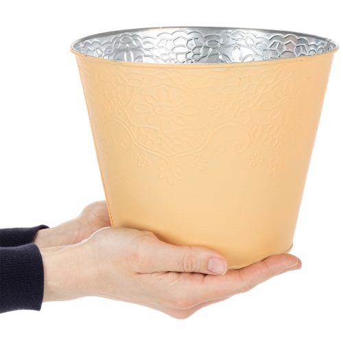 Artikel Übertopf Metall Blumenübertopf Pastell Orange Ø20cm H16cm