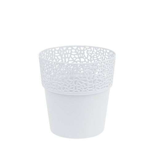 Floristik24 Übertopf Plastik Weiß Ø11,5cm H12,5cm 1 St