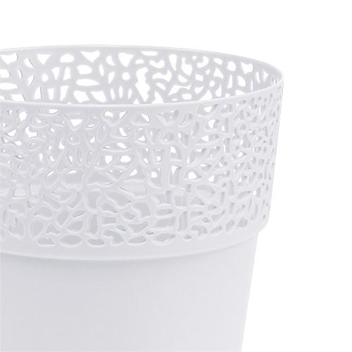 Floristik24 Übertopf Plastik Weiß Ø11,5cm H12,5cm 1 St