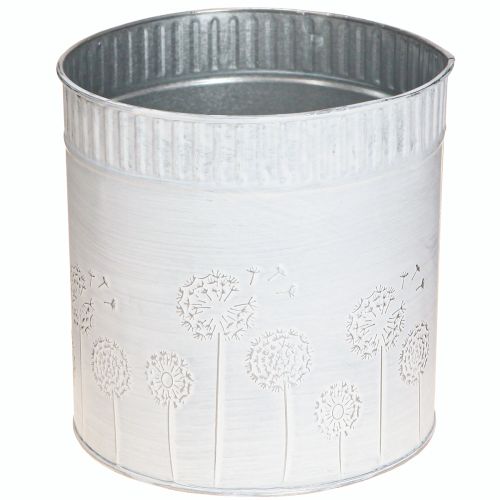 Floristik24 Übertopf Pusteblumen Metall Blumentopf Weiß Ø15,5cm H15,5cm