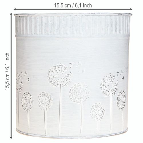 Artikel Übertopf Pusteblumen Metall Blumentopf Weiß Ø15,5cm H15,5cm