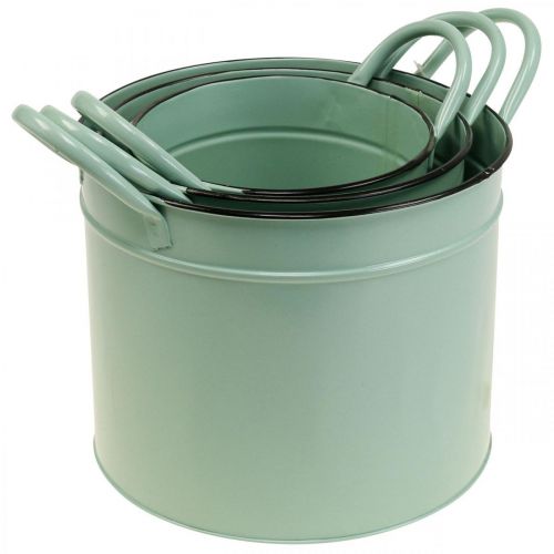 Floristik24 Übertopf Vintage Pflanztopf Blecheimer mit Henkel 3er-Set