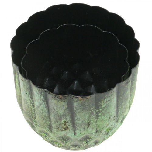 Artikel Übertopf Metall Vintage Blumentopf Grün Ø14/12cm 2er-Set