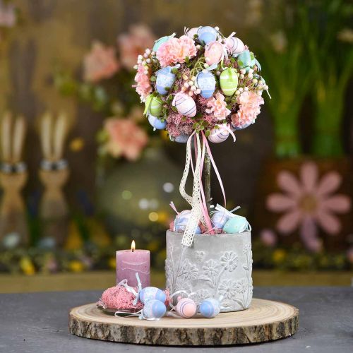 Übertopf Beton mit Blumenmuster Pflanzgefäß Ø12,5cm H11cm 3St