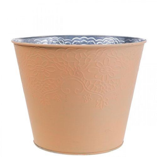 Übertopf Metall Blumenübertopf Pastell Orange Ø16cm H14cm
