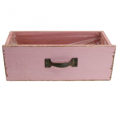 Floristik24 Übertopf Pflanzschublade Holz Pflanzkasten Rosa 25×13×9cm