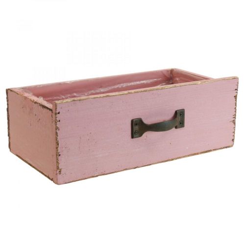 Floristik24 Übertopf Pflanzschublade Holz Pflanzkasten Rosa 25×13×9cm