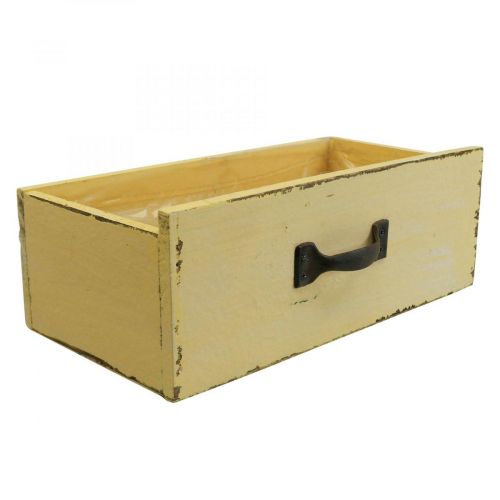 Floristik24 Übertopf Pflanzschublade Pflanzkasten Holz Gelb 25×13×9cm