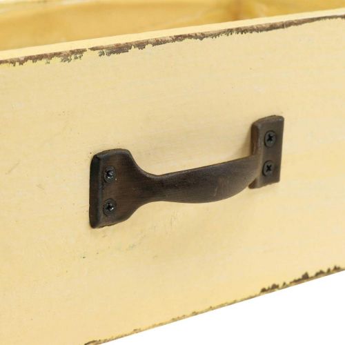 Floristik24 Übertopf Pflanzschublade Pflanzkasten Holz Gelb 25×13×9cm