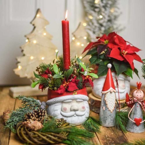 Floristik24 Übertopf Weihnachtsmann Blumentopf Weihnachten Beton H10cm 2St