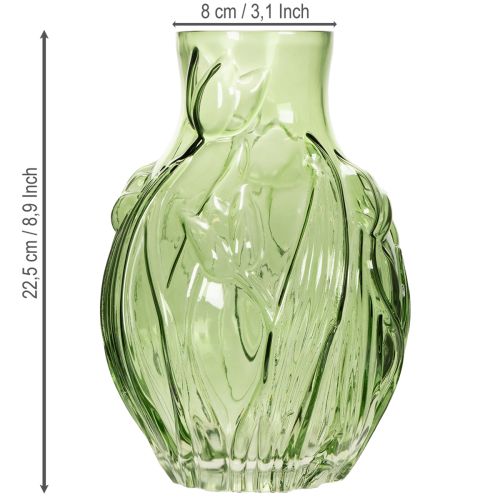 Artikel Vase aus Glas mit geprägtem Tulpendesign für Raumgestaltung 22,5cm