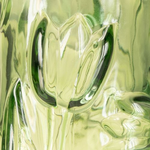 Artikel Vase aus Glas mit geprägtem Tulpendesign für harmonische Raumgestaltung 30cm