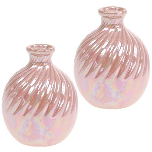 Floristik24 Vase Ø7,5cm H10cm Perlmutt Rosa 6St