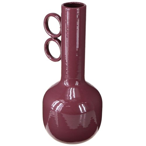 Vase modernes kunstvolles Design langem Hals und runden Griffen für stilvolle Innenräume 24cm