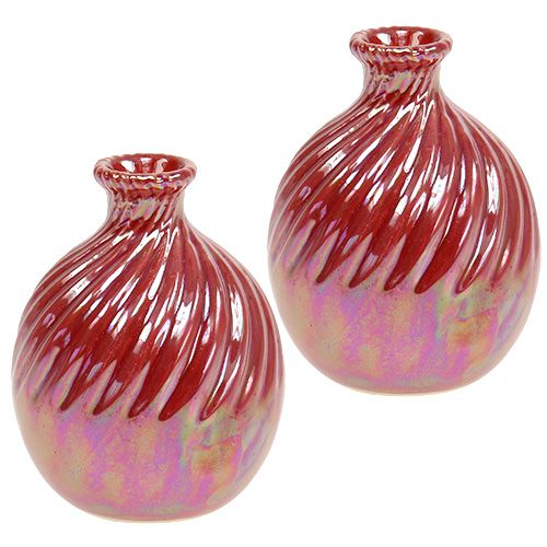 Floristik24 Vase, Mini Vase Perlmutt Rot Ø7,5cm H10cm 6St