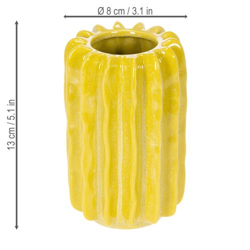 Artikel Kaktus Keramik Vase Gerillte Struktur Design für modernes Wohnen 13cm 4St