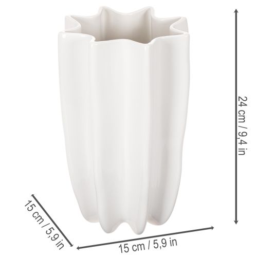 Keramikvase geriffelt 24 cm weiß für Trockenblumen | Floristik24.at