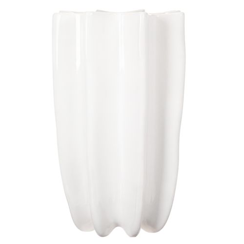 Keramikvase geriffelt 24 cm weiß für Trockenblumen | Floristik24.at
