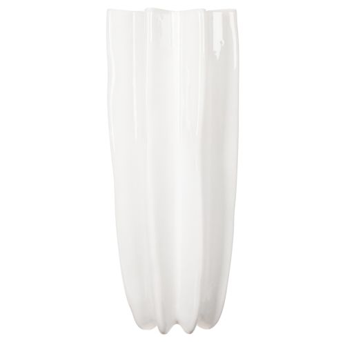 Blumenvase aus Keramik geriffelt Weiß 38cm | Floristik24.at
