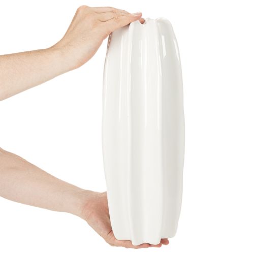 Weiße Keramikvase geriffelt 40cm für Trockenblumen | Floristik24.at