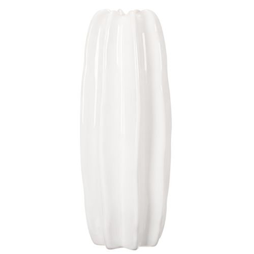 Weiße Keramikvase geriffelt 40cm für Trockenblumen | Floristik24.at